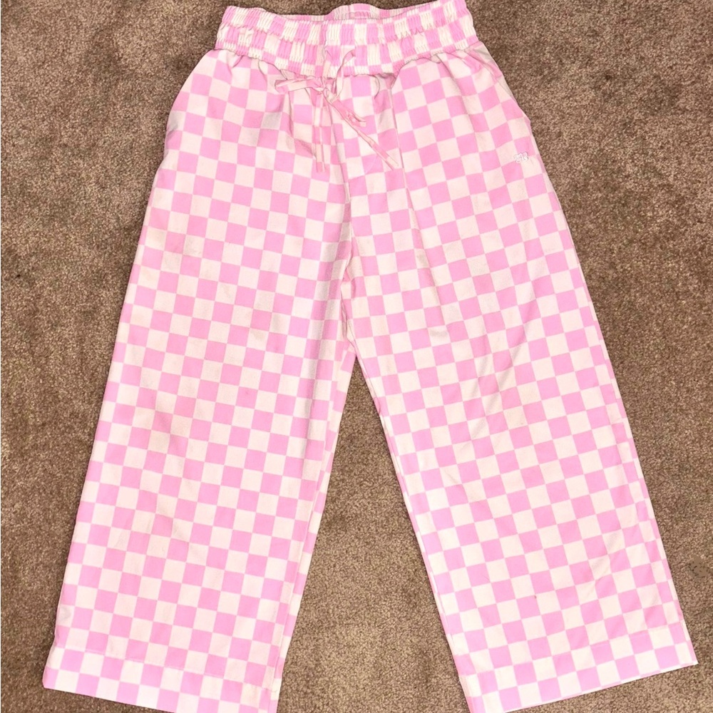 Albion Pink Checkered Wide Leg Pants
